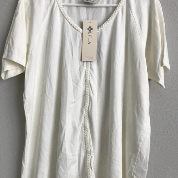 Tops - Laurie Felt Cotton Rayon Raglan Tee - Seashell (Sz M) a601914